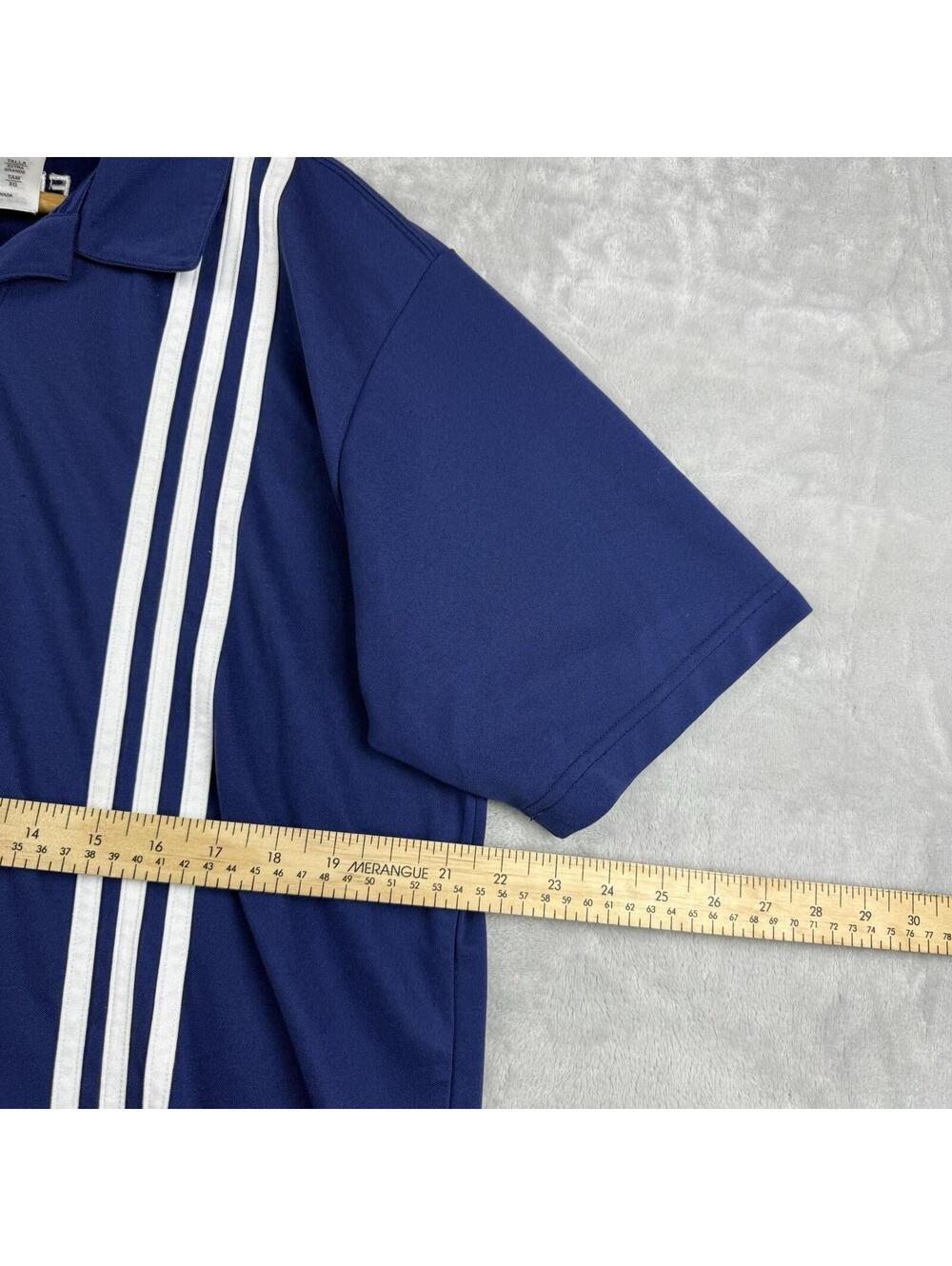VTG Adidas Team France Soccer Polo Shirt XL Made In Canada Blue Crest 3 Stripe - Picture 5 of 7